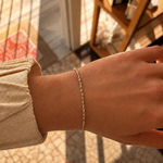 Oceanic Loops Labradorite Bracelet Gold featuring genuine labradorite gemstones with natural  iridescence, accented with gold vermeil beads and an adjustable chain. A delicate beach-inspired bracelet designed in Broome, Western Australia.
