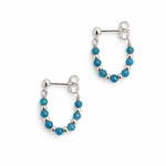 Oceanic Loops Apatite Earrings with sterling silver studs and blue gemstone beaded hoops