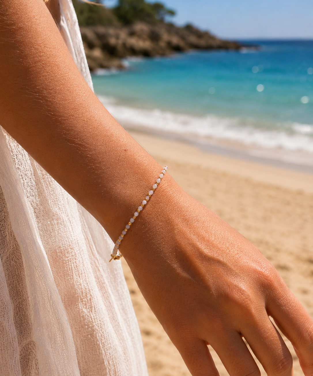 Oceanic Loops Lavender Bracelet Gold with lavender gemstones and gold accents, Australian-designed coastal jewellery by Lush Designs Jewellery.