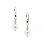 Sea Dreams Pearl Earrings Rose Quartz with freshwater pearls, faceted rose quartz gemstones and sterling silver hooks by Lush Designs Australia