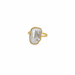 Salt Baroque Pearl Ring Gold Large featuring a genuine large baroque freshwater pearl set in premium gold vermeil over 925 sterling silver.
