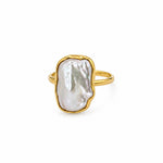 Salt Baroque Pearl Ring Gold Large featuring a genuine large baroque freshwater pearl set in premium gold vermeil over 925 sterling silver.