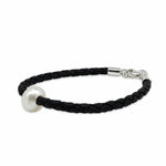 Sandcastle children’s black braided bracelet with 8mm freshwater pearl and sterling silver adjustable clasp