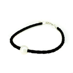 Sandswept Shores pearl black braid bracelet with freshwater pearl and sterling silver clasp