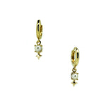 Gold vermeil pearl huggie earrings with 4mm freshwater pearls and ocean-inspired charm detail designed in Broome Australia by Lush Designs Jewellery.