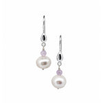 Sea Dreams Pearl Earrings Kunzite with 9mm freshwater pearls, faceted kunzite gemstones and sterling silver hooks by Lush Designs Jewellery