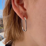 Sterling silver oval hoop earrings with a beachy coastal design, Australian jewellery designed in Broome