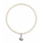 dainty seed pearl bracelet with silver shell charm made by lush designs jewellery broome
