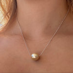  Gold South Sea Sophie Pearl Necklace crafted in premium 925 sterling silver featuring a genuine luminous Australian South Sea pearl.