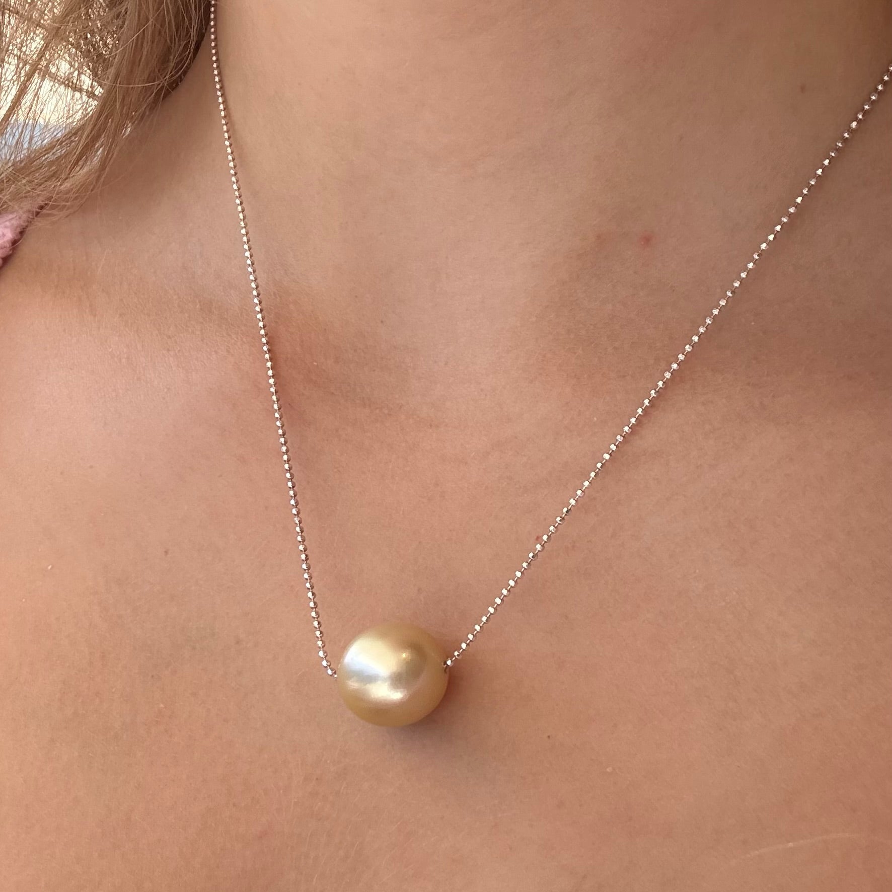 Gold South Sea Pearl on a silver chain