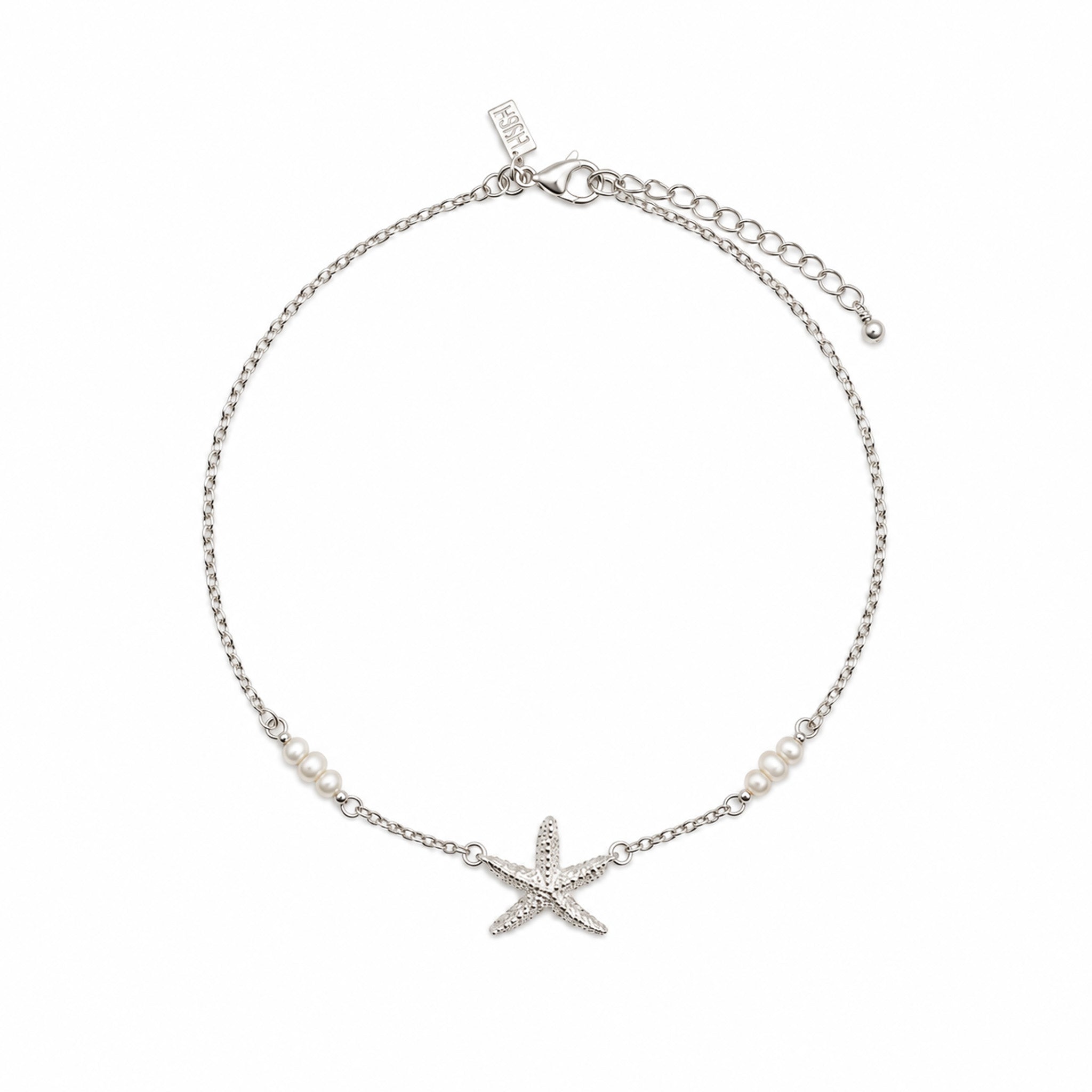 Beachy starfish anklet with pearl detail in sterling silver by lush designs jewellery broome
