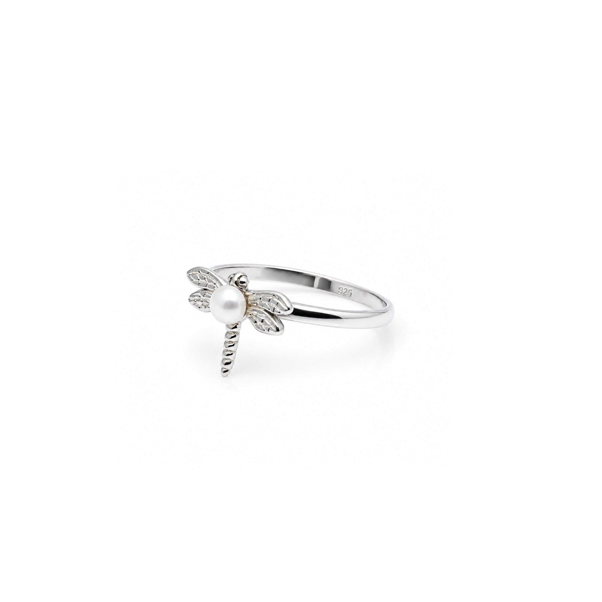 Dragonfly Pearl Silver Ring
