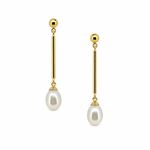 Gold vermeil bar drop earrings with white pearl drops
