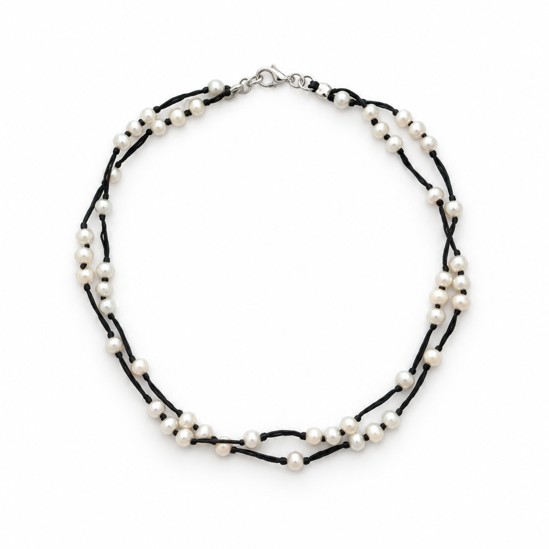 Summer Sun Pearl Anklet Black with freshwater pearls and black cord, finished with a sterling silver clasp by Lush Designs Jewellery Australia.