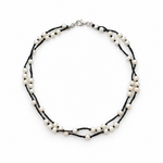 Summer Sun Pearl Anklet Black with freshwater pearls and black cord, finished with a sterling silver clasp by Lush Designs Jewellery Australia.