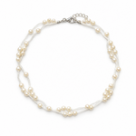Summer Sun Pearl Anklet White with freshwater pearls on white cord and sterling silver clasp by Lush Designs Jewellery Australia.