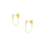 Gold rice pearl loop earrings with freshwater pearls designed in Broome Western Australia