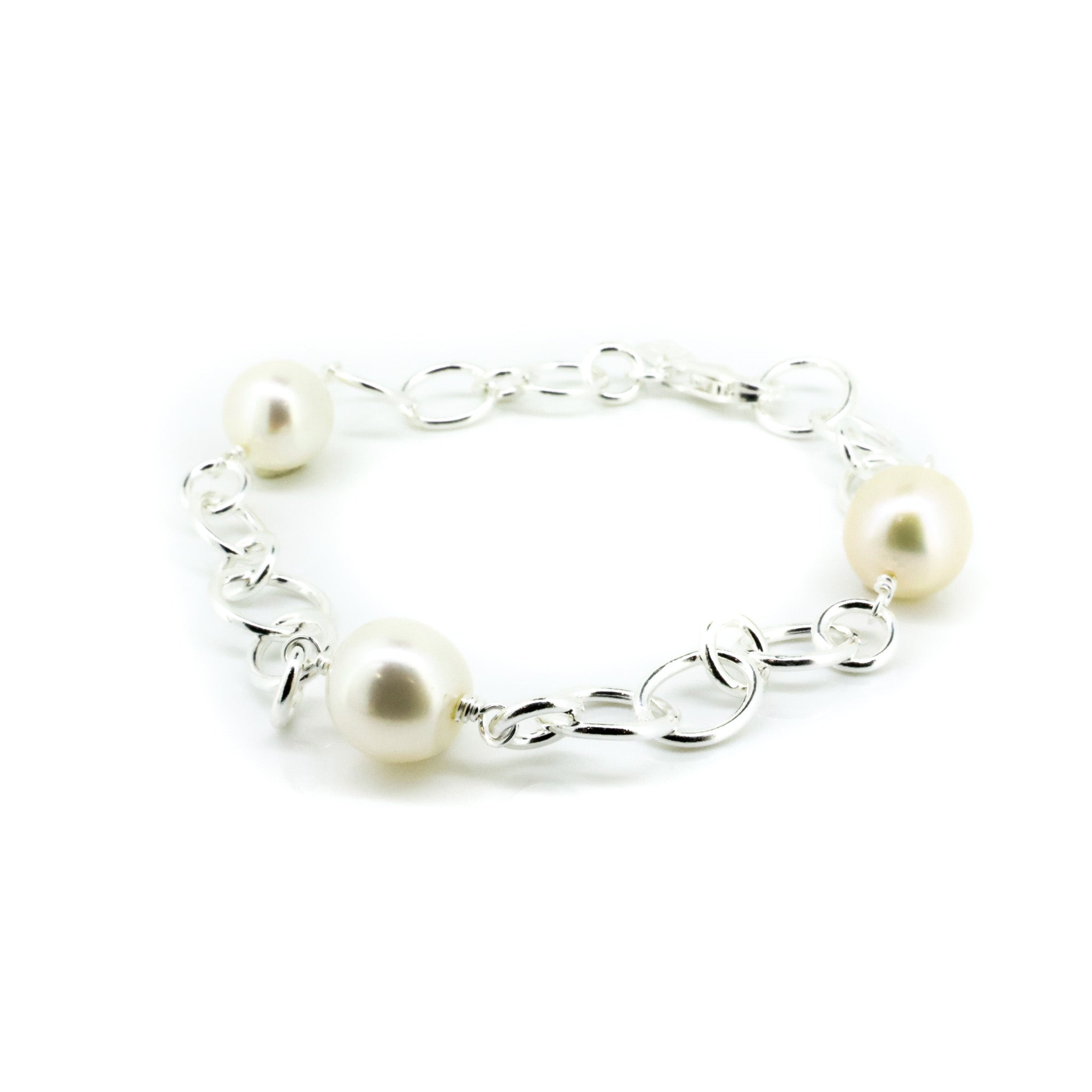 “Sterling silver freshwater pearl bracelet inspired by beach sunsets and coastal Australian style designed in Broome Western Australia”