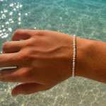 Freshwater pearl bracelet in gold vermeil with organic keshi style pearls designed in Broome Western Australia