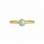 Tidal Glow round larimar ring in textured gold vermeil