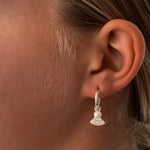 Silver Sleeper huggie earrings with pearl