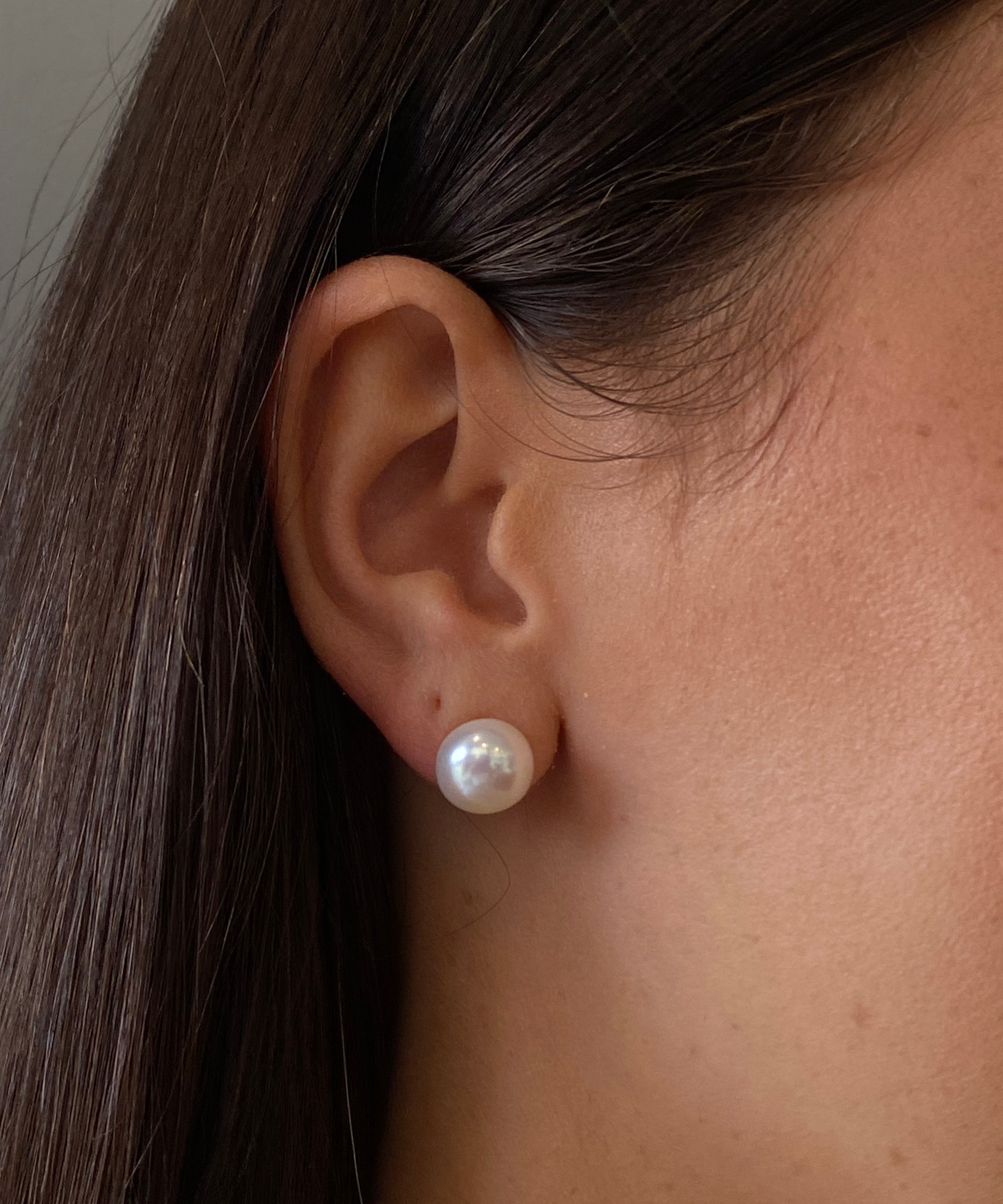 10mm white pearl studs in gold vermeil 