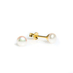 White Pearl Studs 5mm set in Gold Vermeil