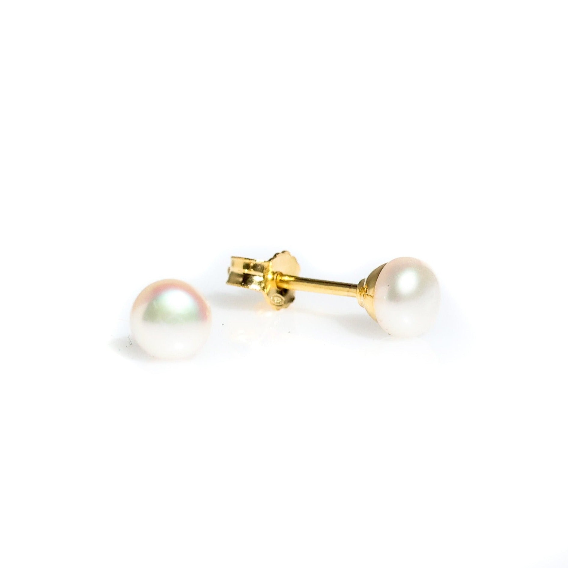 White Pearl Studs 5mm set in Gold Vermeil
