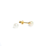 White pearl studs 5mm set in gold vermeil 