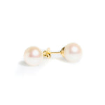 White Pearl Studs 8mm set in Gold Vermeil