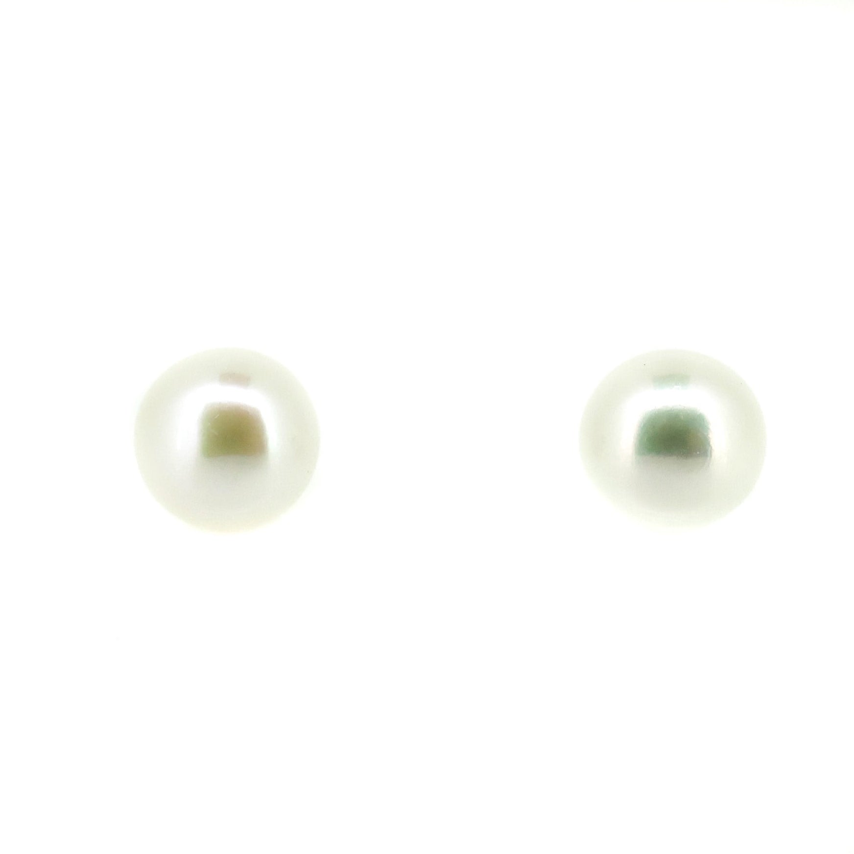 9mm white pearl studs In sterling silver 