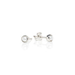 white pearl 4mm bezel studs silver 