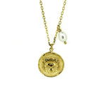 Leo Zodiac Necklace Gold with dainty pearl 