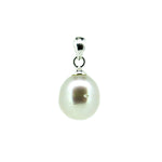 Australian South Sea pearl pendant set in premium 925 sterling silver with large bail designed for thicker neoprene necklaces.