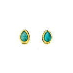 gold larimar stud earrings designed in broome western australia