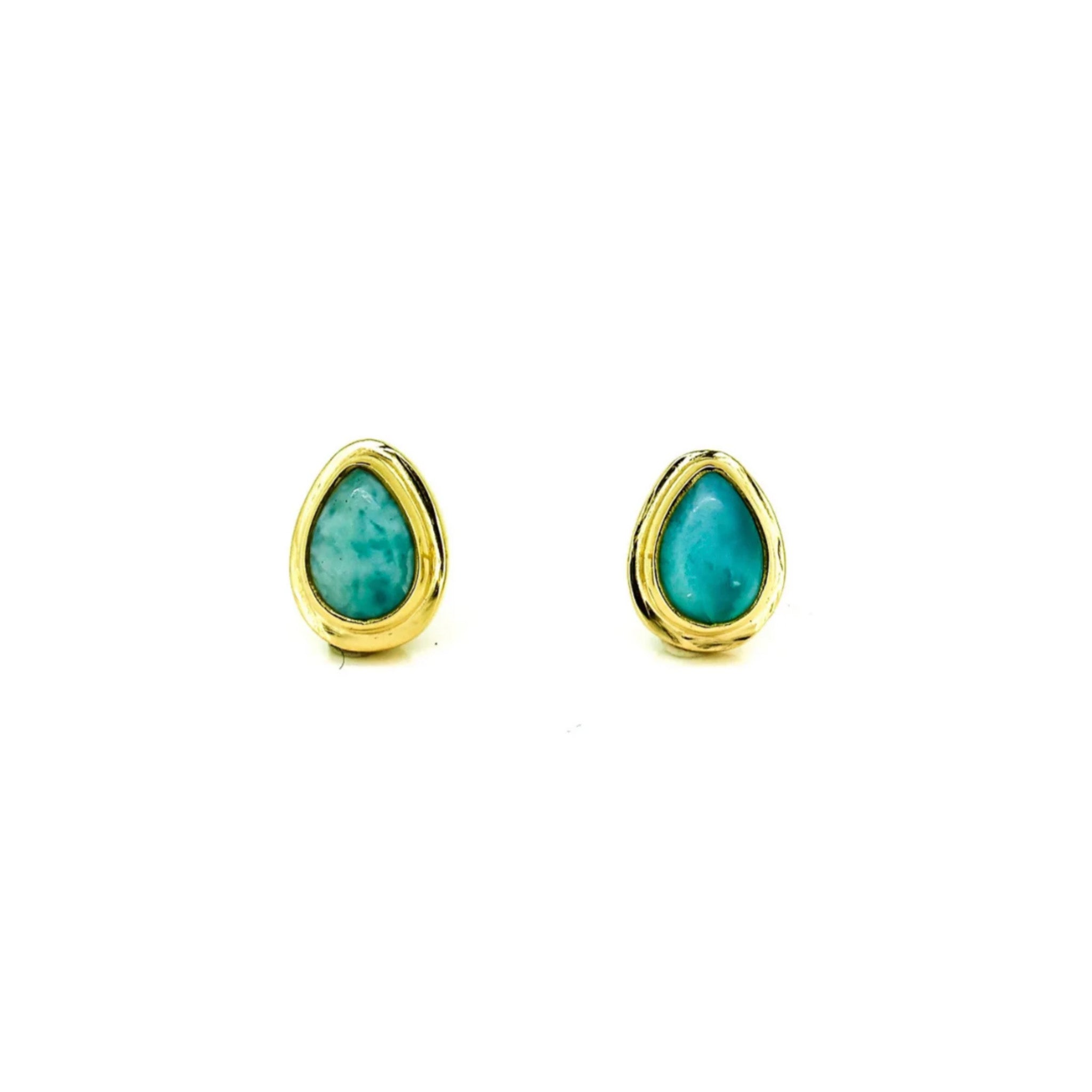 gold larimar stud earrings designed in broome western australia
