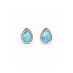 Azure Whispers Larimar Dew Drop Studs featuring genuine Larimar gemstones set in sterling silver, idesigned by lush designs broome