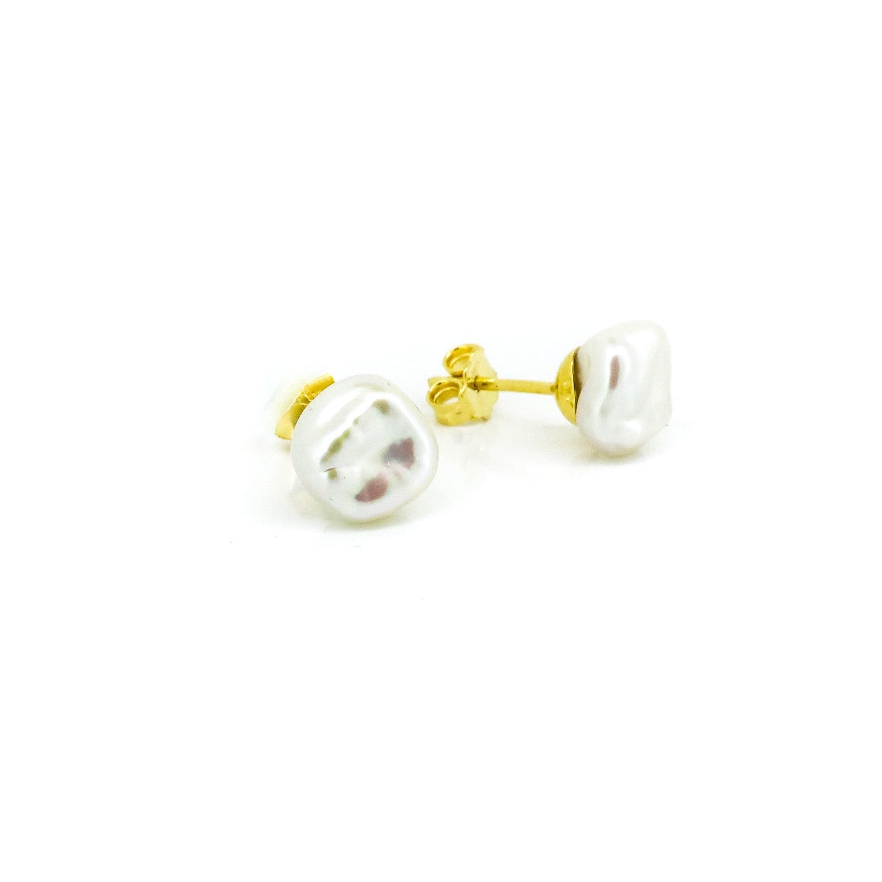 baroque pearl studs 10mm gold vermeil freshwater pearl australian coastal jewellery