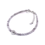 kunzite gemstone bracelet with silver shell charm