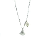 Beach Love shell and pearl necklace in sterling silver with freshwater pearl