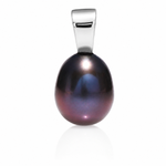 Black Pearl Pendant in sterling silver featuring a genuine black freshwater pearl with a fixed bail design.