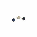 dainty 4mm black pearl studs set in sterling silver