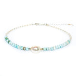 keshi pearl larimar anklet