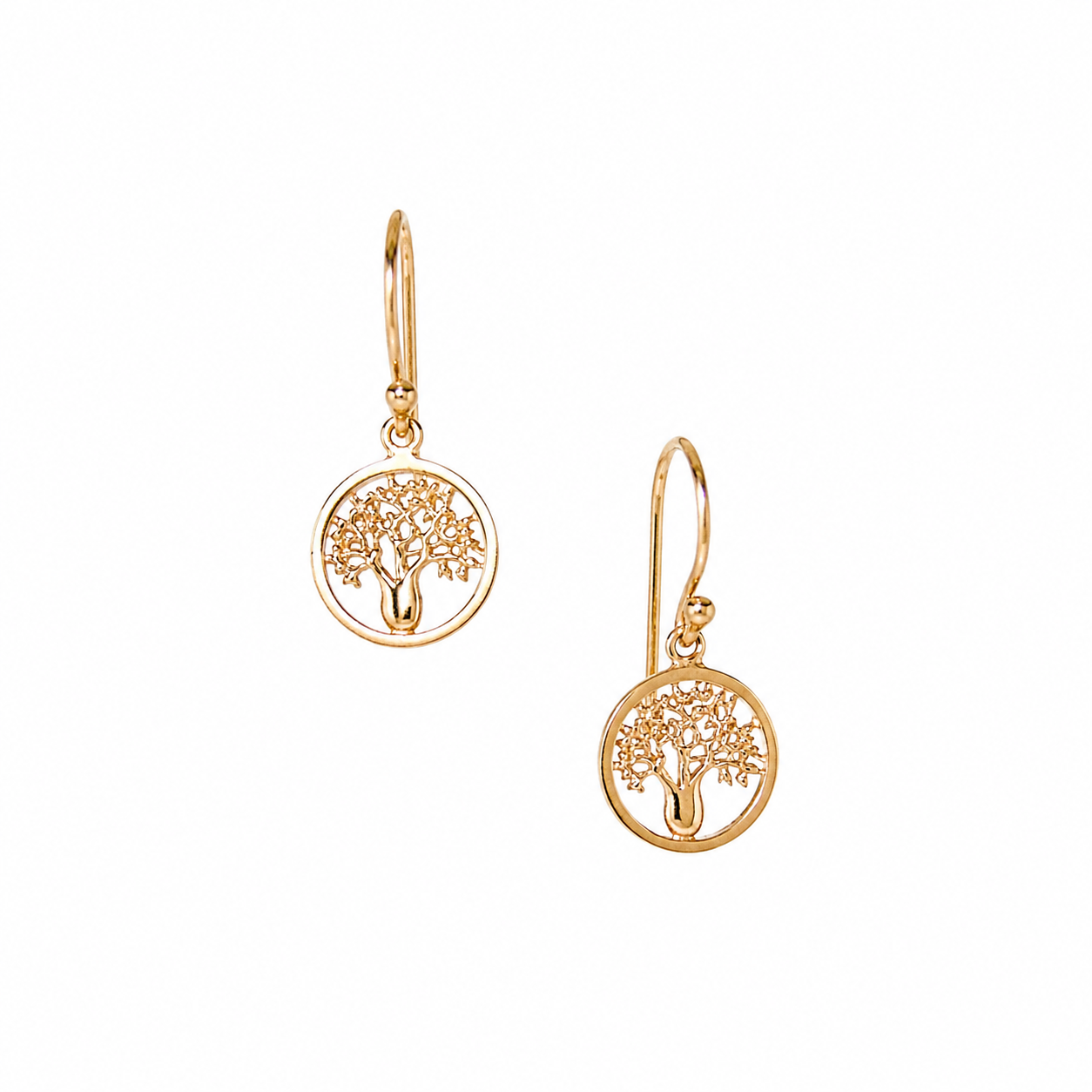 kimberley boab tree of life design hook earrings iin rose gold vermeil designed in broome western australia by lush designs jewellery