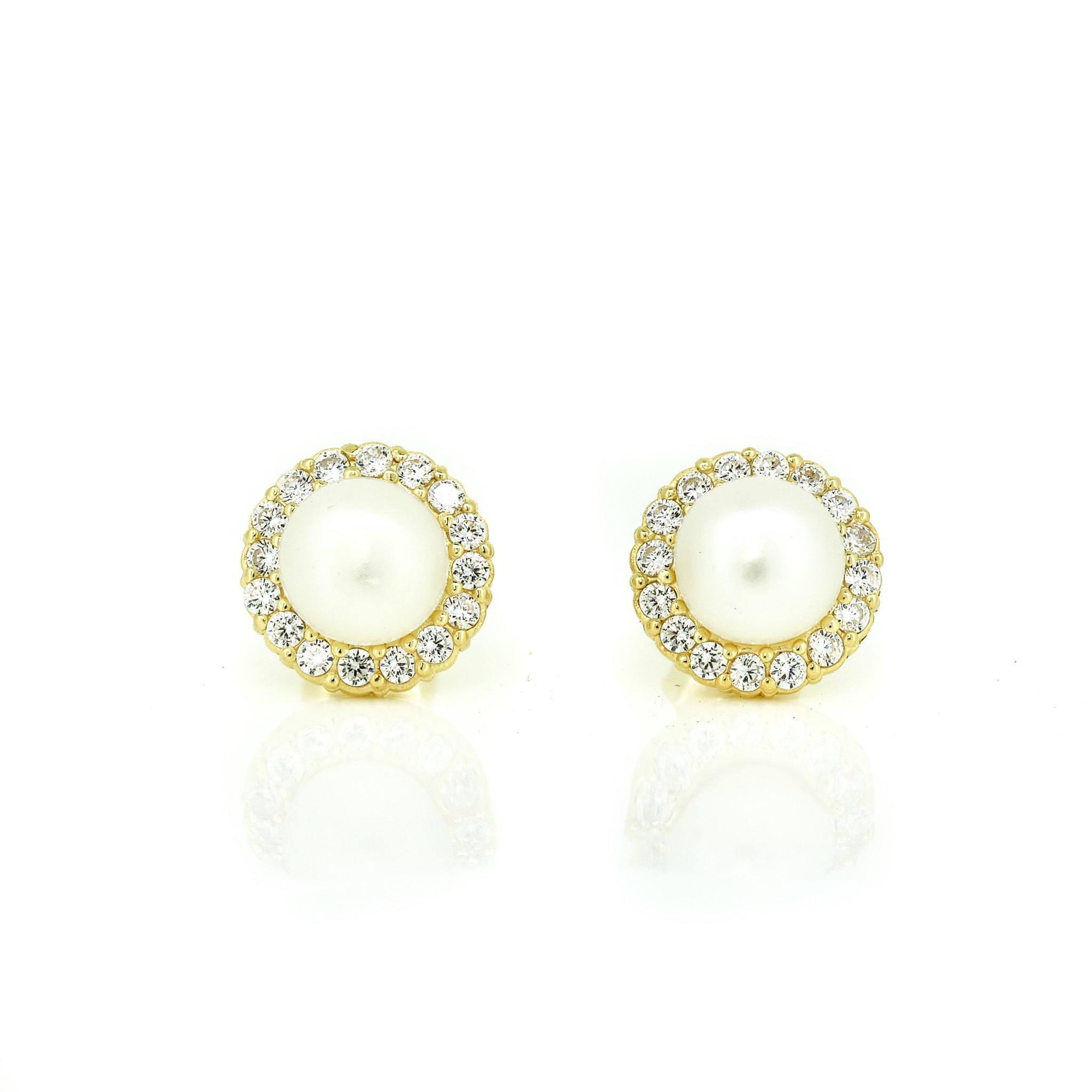 broome night star pearl stud earrings gold halo design freshwater pearl sparkling detail coastal jewellery Australia