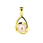 Gold pendant with a central pink pearl