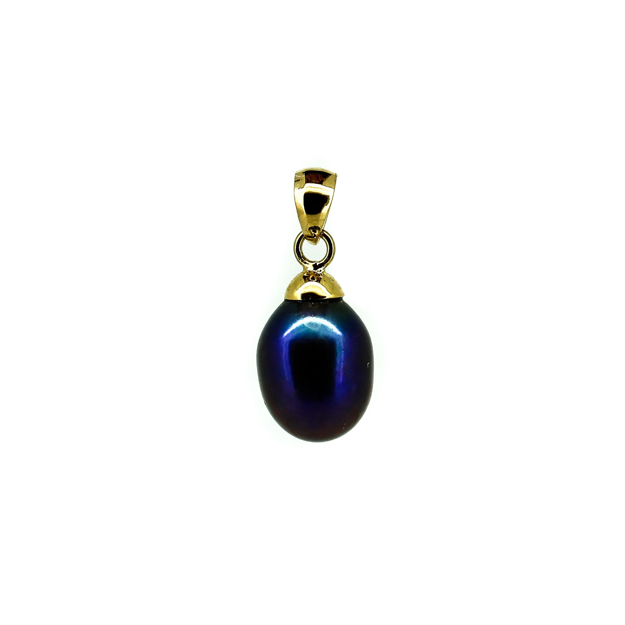 Classic Black Pearl Pendant in 9ct yellow gold featuring a genuine black freshwater pearl