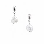 Coastal Dew Drop Baroque Pearl Stud Earrings Silver with freshwater baroque pearls