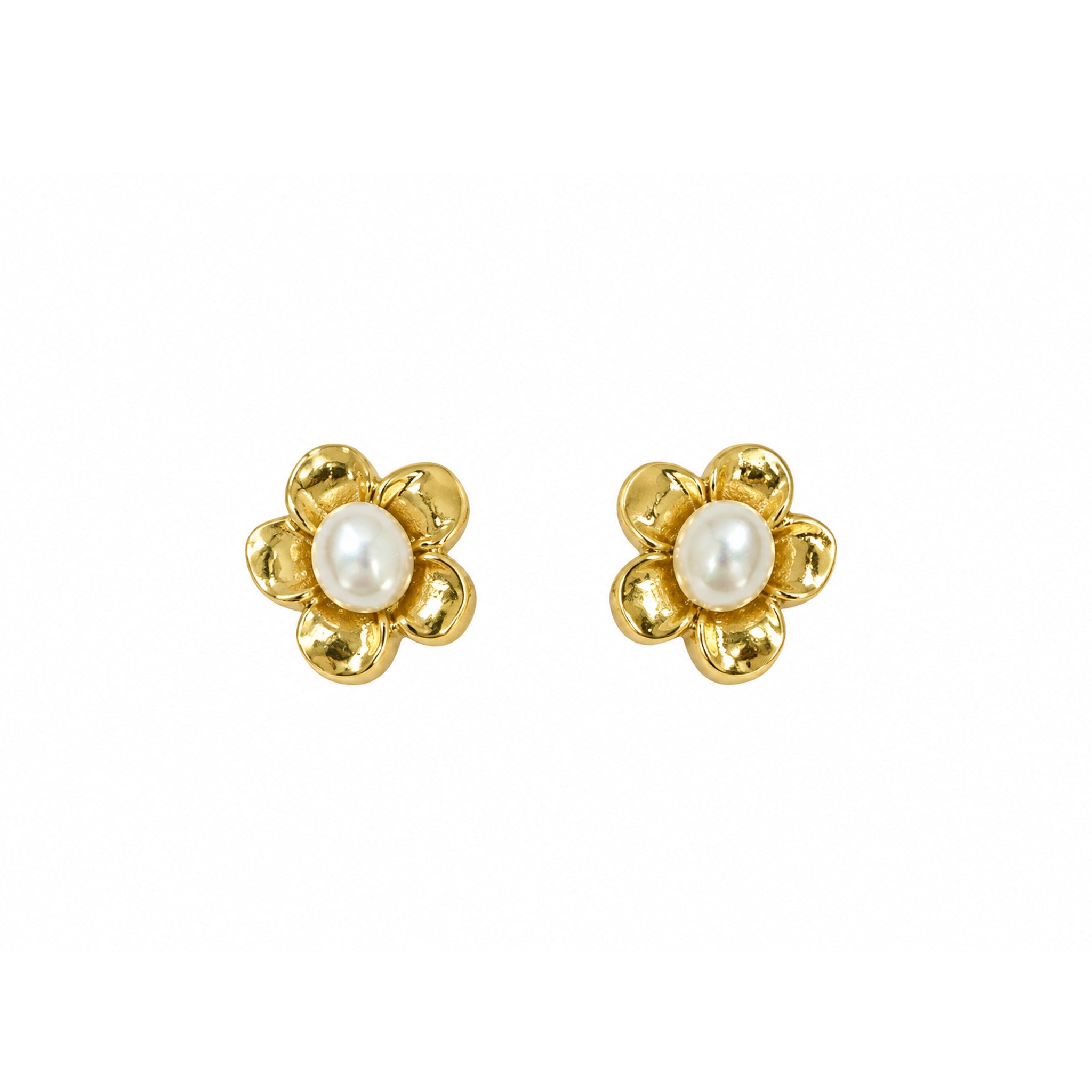 dainty frangipani flower studs in gold designed in broome by lush designs jewellery