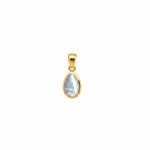 Dainty Dew Drop Pendant in gold vermeil featuring a delicate teardrop design inspired by the beauty of sparkling morning dew.
